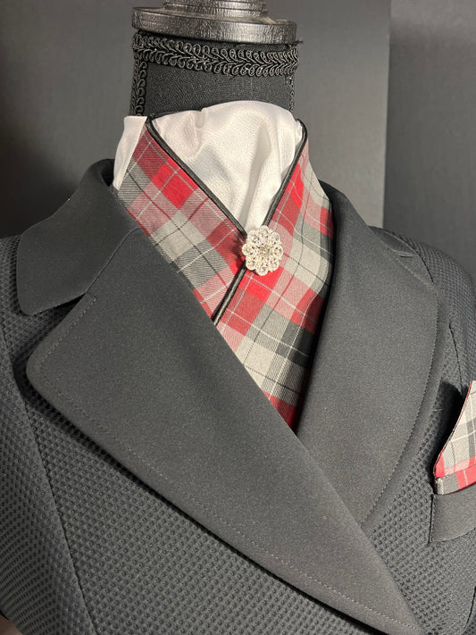 The Plaid Dressage Stock Tie White Accent