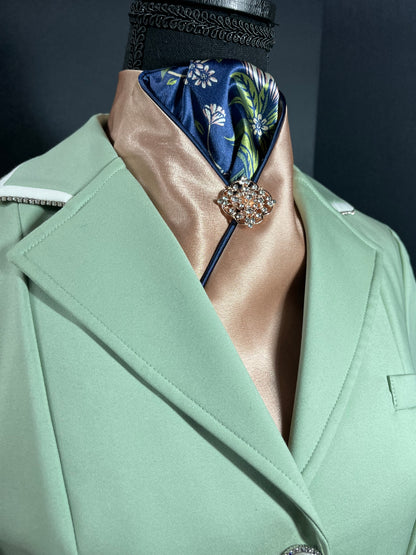 The Essential Rose Gold with Navy Dahlia Dressage Stock Tie
