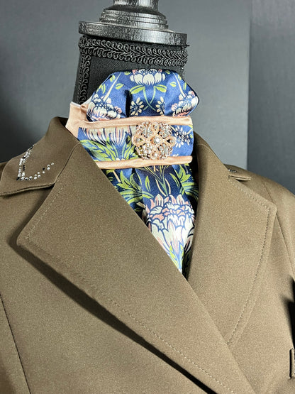 Rose Gold and Navy Dahlia Traditional Euro Stock Tie