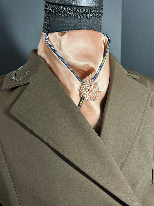 The Basic Rose Gold with Navy Dahlia Piping Dressage Stock Tie