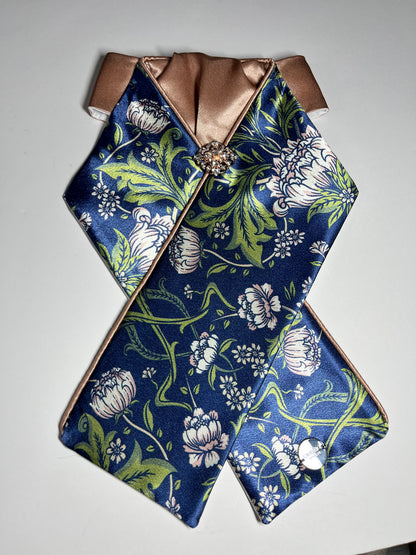 Rose Gold and Navy Dahlia Dressage Stock Tie