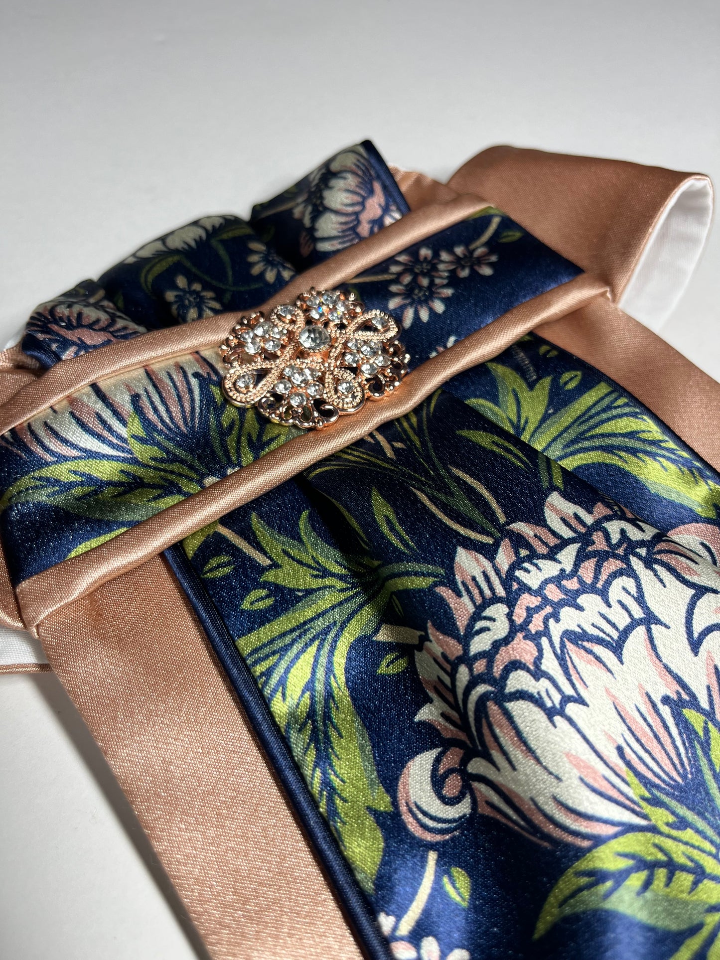 Rose Gold and Navy Dahlia Traditional Euro Stock Tie