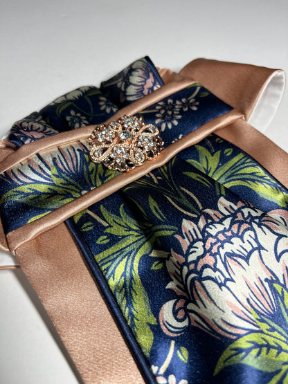 Rose Gold and Navy Dahlia Traditional Euro Stock Tie