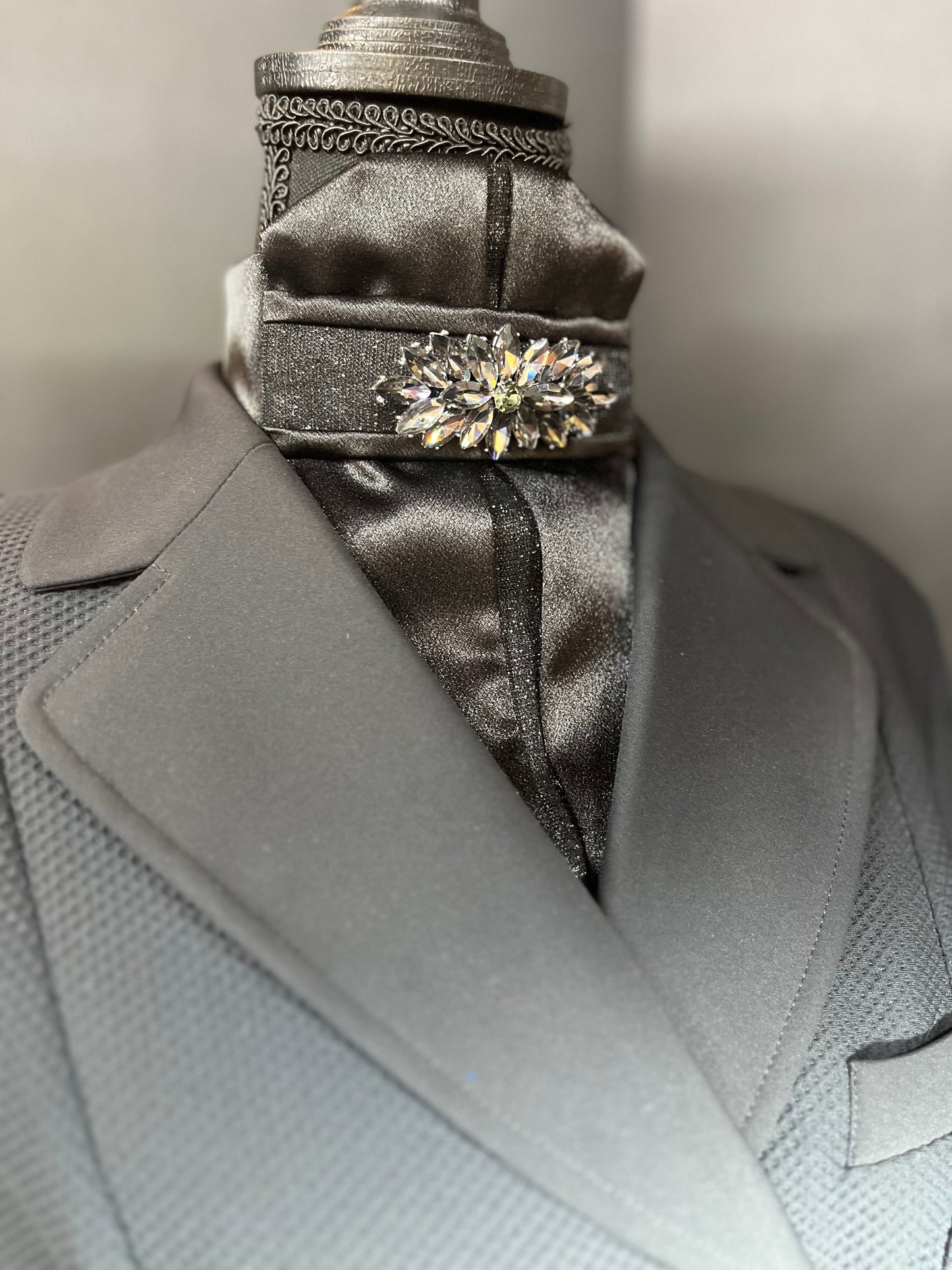 “The Black” Euro Pleat Dressage Stock Tie