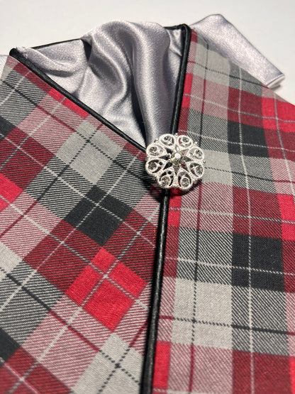 The Plaid Gray Dressage Stock Tie Silver Accent