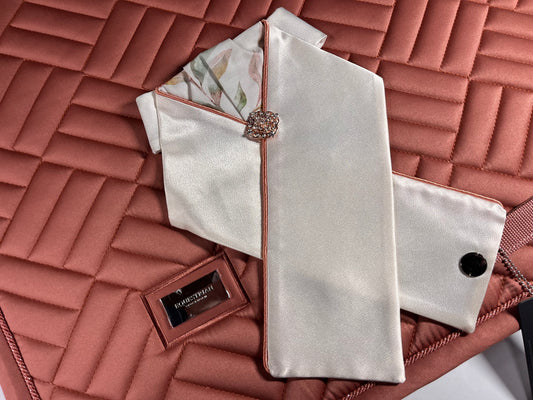 Equestrian Stockholm Coral Dressage Saddle Pad and Coral Springs Stock Tie Bundle