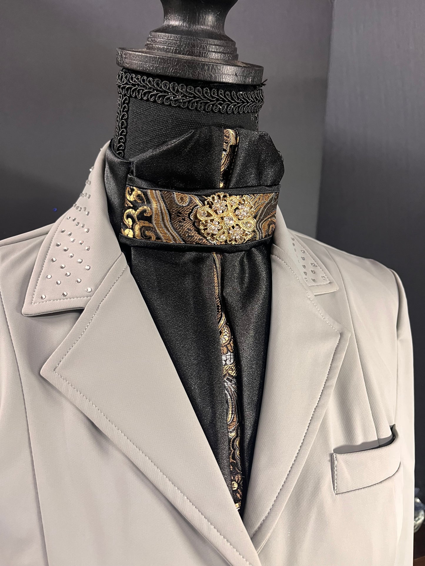 Black Silk Euro Pleat Dressage Stock Tie