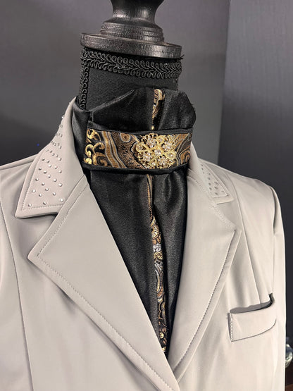Black Silk Euro Pleat Dressage Stock Tie