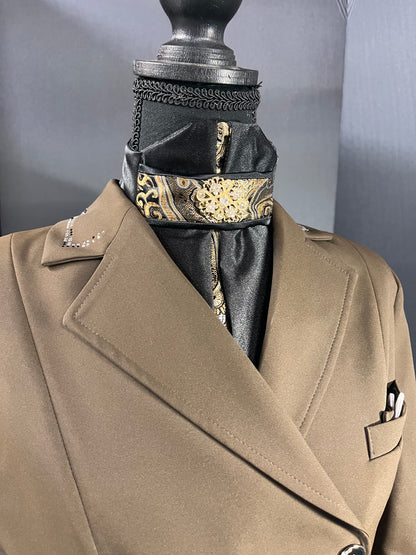 Black Silk Euro Pleat Dressage Stock Tie