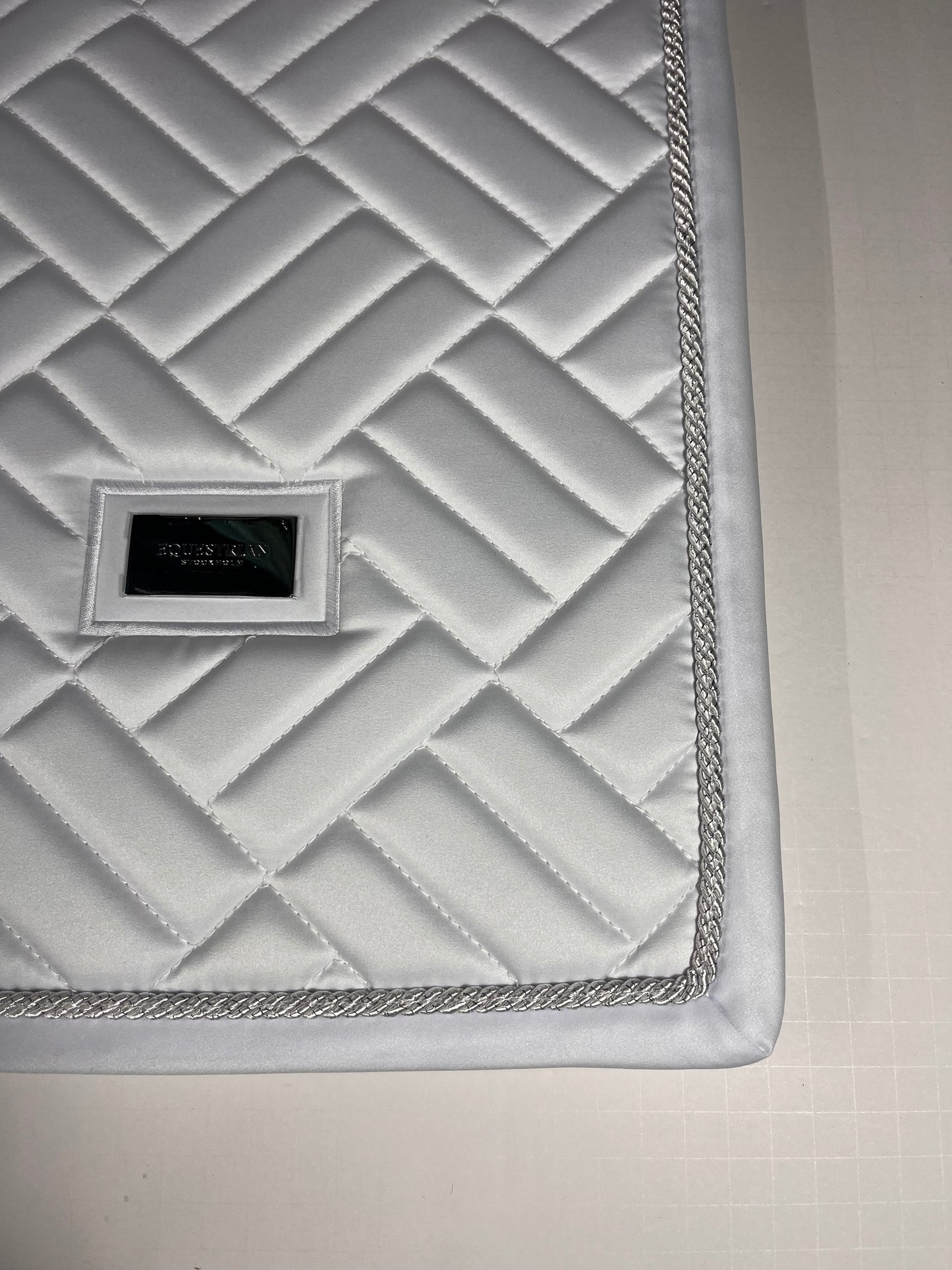 Equestrian Stockholm Modern Whites Dressage Saddle Pads. -Full Size- Various Borders