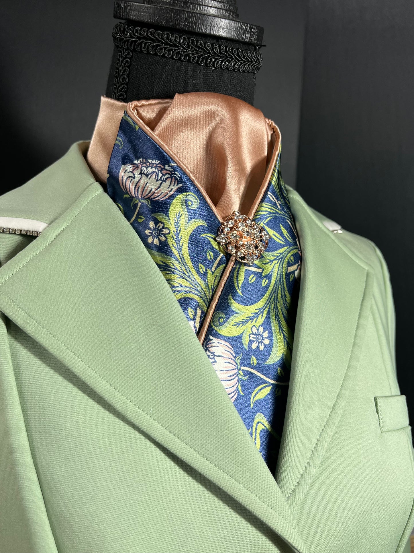 Rose Gold and Navy Dahlia Dressage Stock Tie