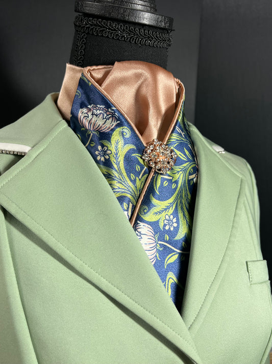 Rose Gold and Navy Dahlia Dressage Stock Tie