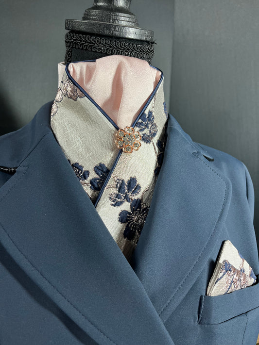 Metallic Rose with Blush Accent Dressage Stock Tie