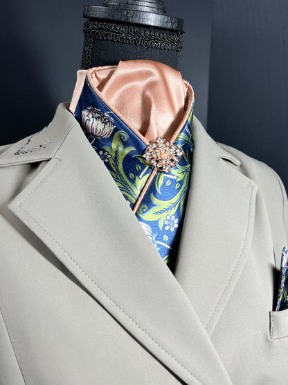 Rose Gold and Navy Dahlia Dressage Stock Tie