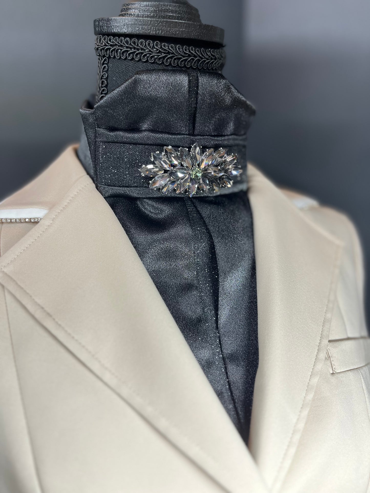 “The Black” Euro Pleat Dressage Stock Tie