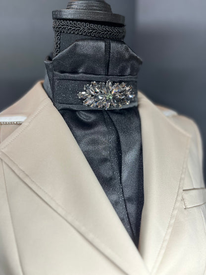 “The Black” Euro Pleat Dressage Stock Tie