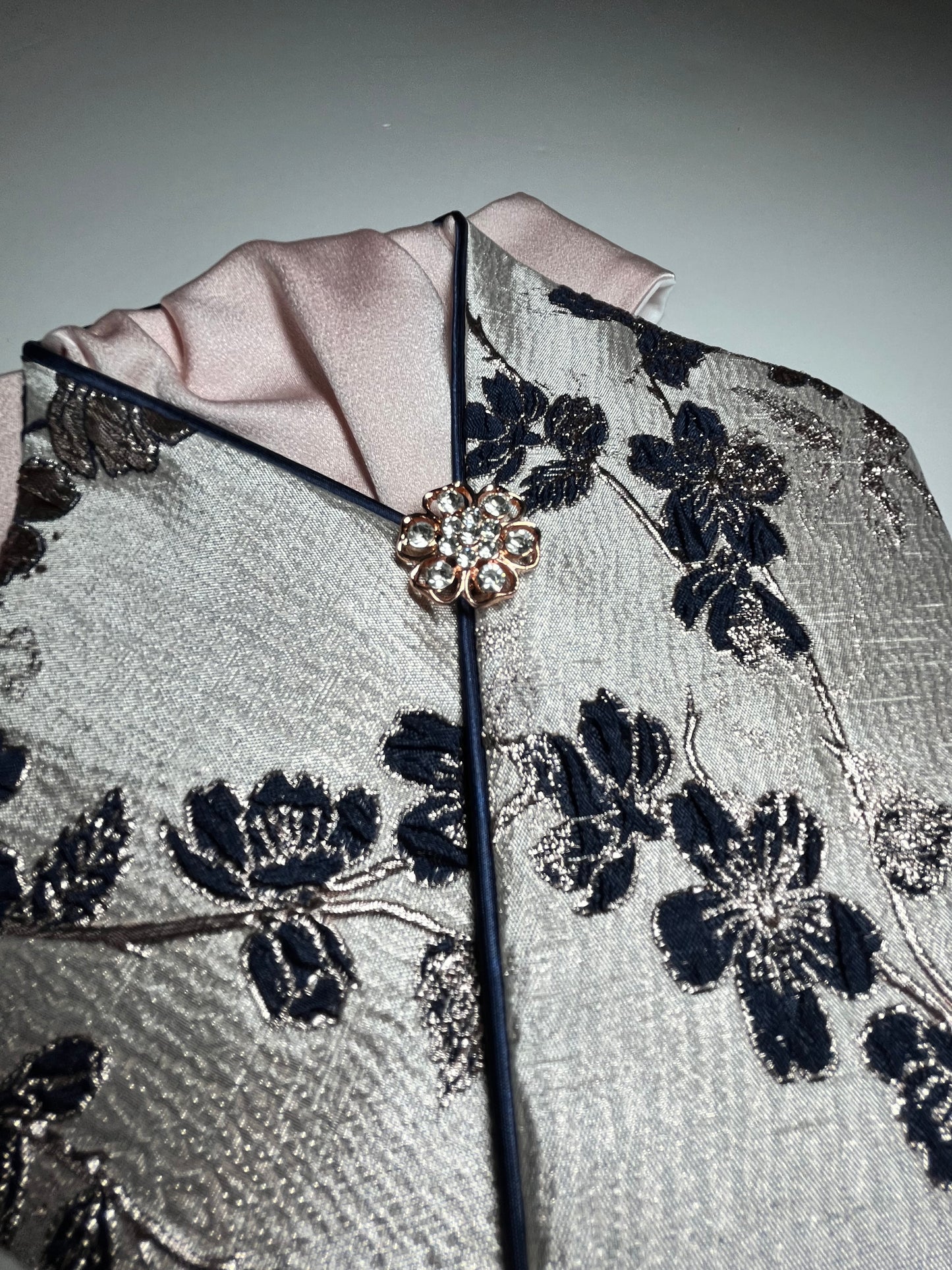 Metallic Rose with Blush Accent Dressage Stock Tie