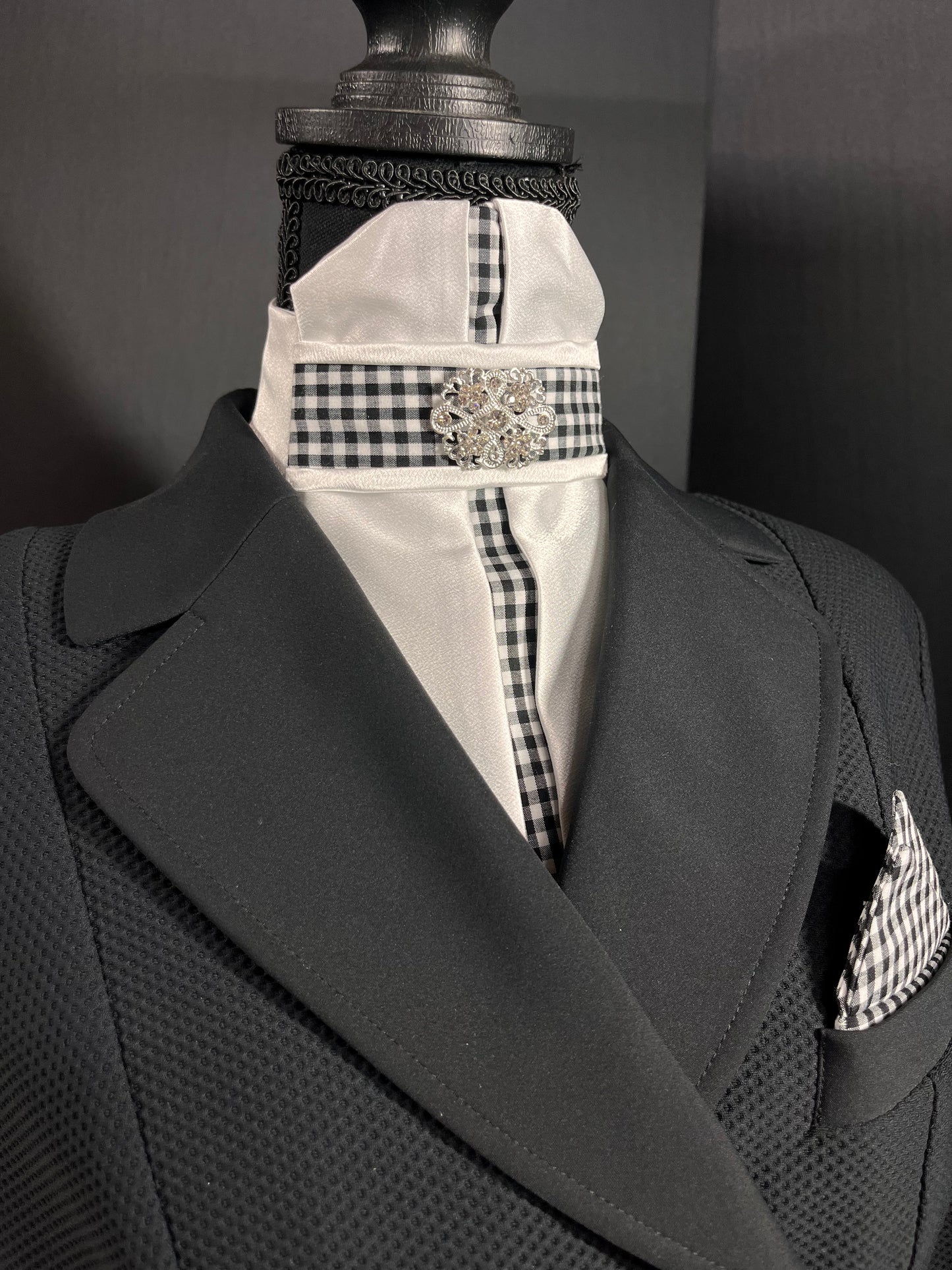 Gingham Euro Pleat Dressage Stock Tie