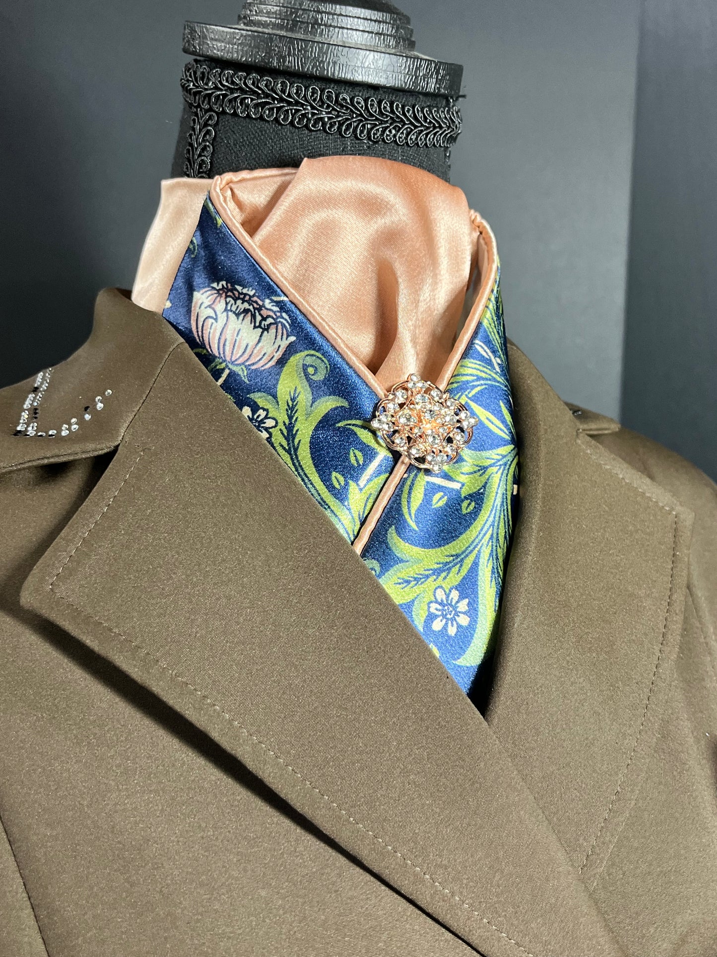 Rose Gold and Navy Dahlia Dressage Stock Tie