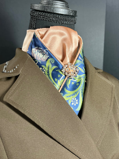 Rose Gold and Navy Dahlia Dressage Stock Tie