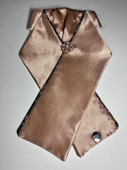 The Basic Rose Gold with Navy Dahlia Piping Dressage Stock Tie