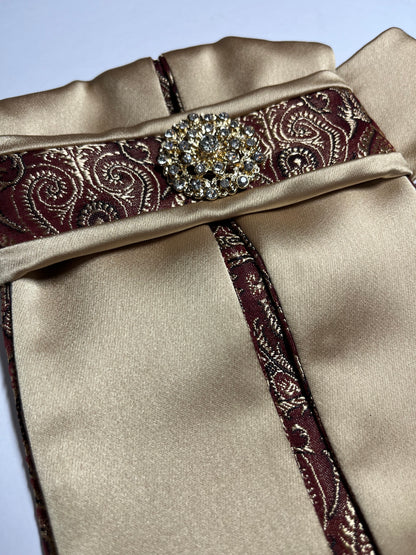 Bordeaux Gold Euro Pleat Dressage Stock Tie
