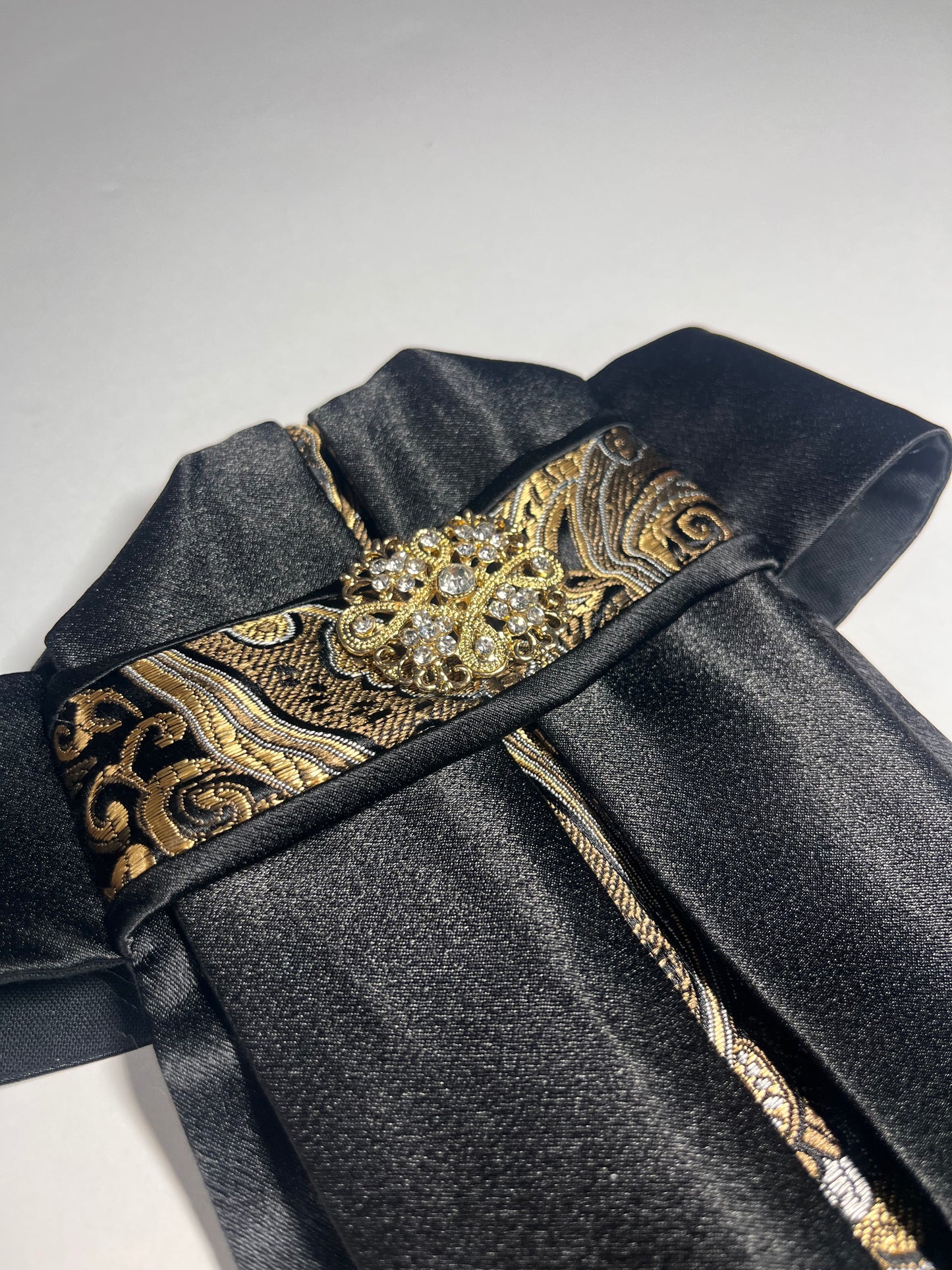 Black Silk Euro Pleat Dressage Stock Tie