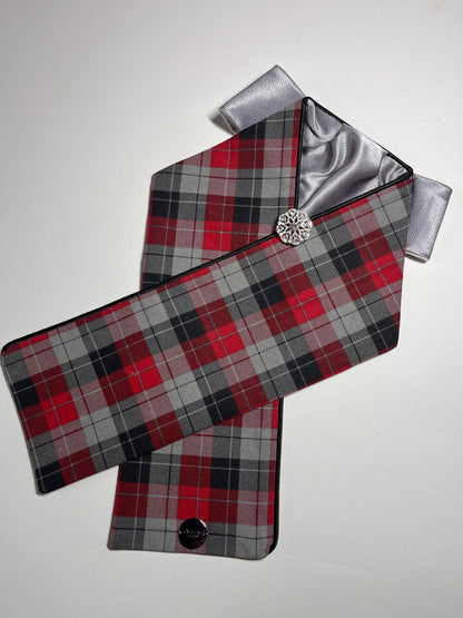 The Plaid Gray Dressage Stock Tie Silver Accent