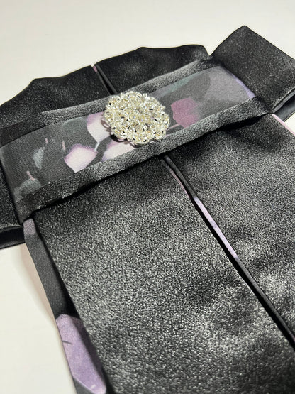 Black Lavender Euro Pleat Dressage Stock Tie