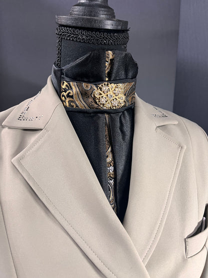 Black Silk Euro Pleat Dressage Stock Tie