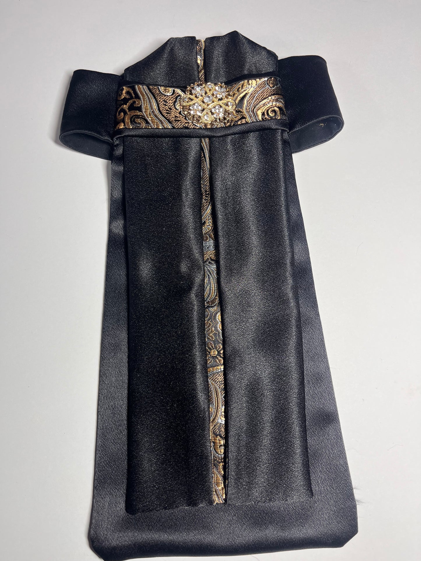 Black Silk Euro Pleat Dressage Stock Tie