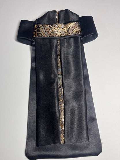 Black Silk Euro Pleat Dressage Stock Tie
