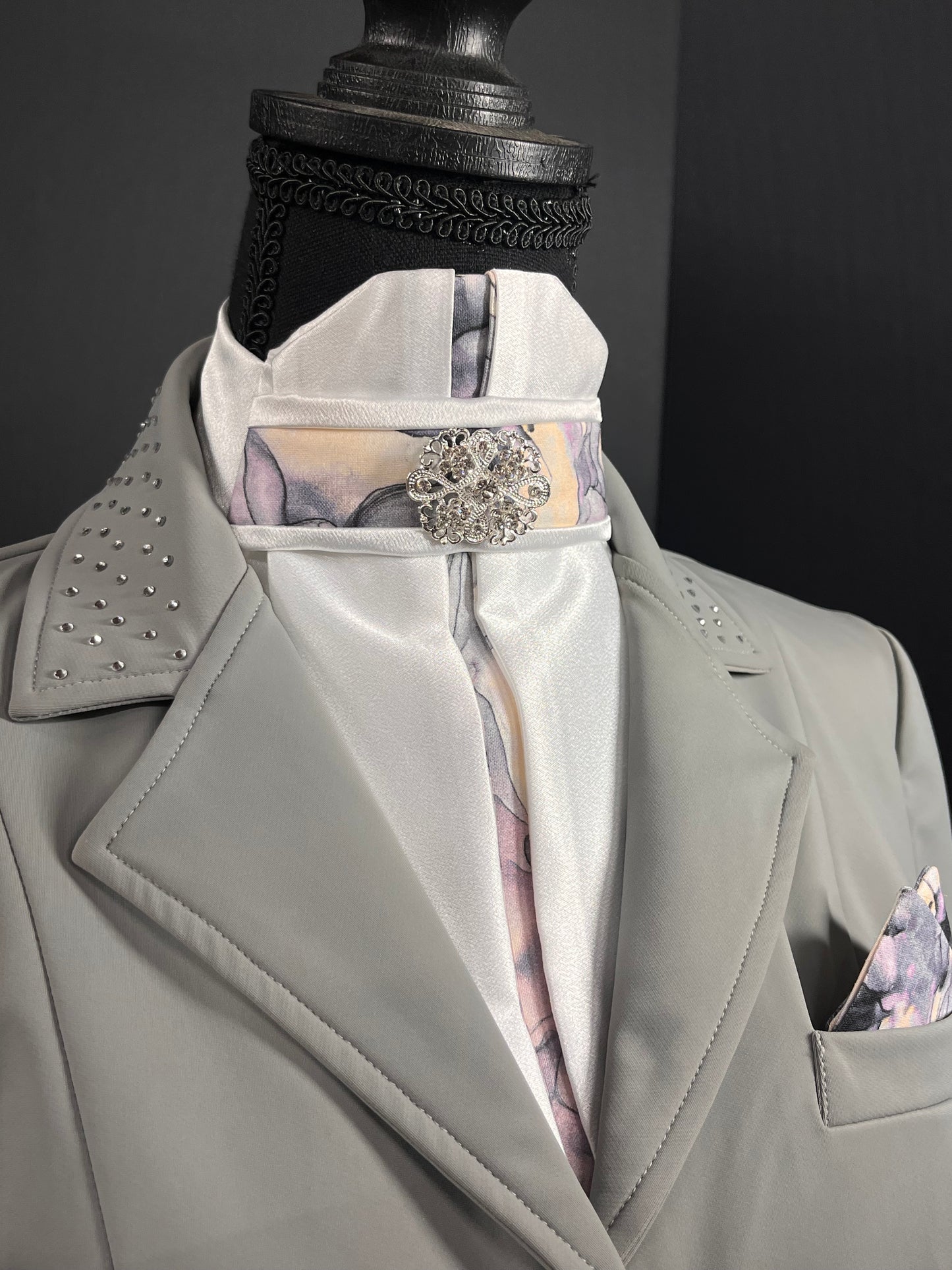 Marble Euro Pleat Dressage Stock Tie