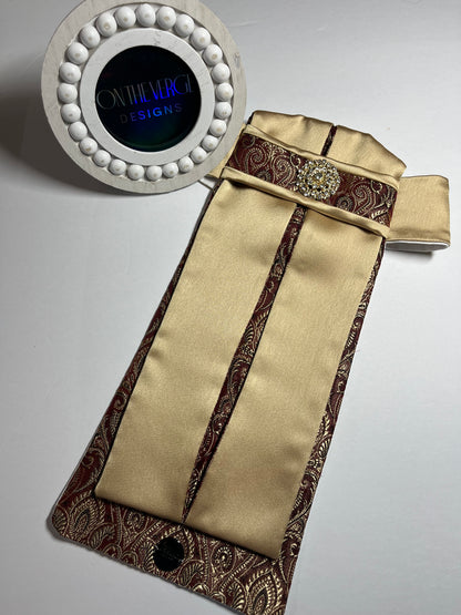 Bordeaux Gold Euro Pleat Dressage Stock Tie