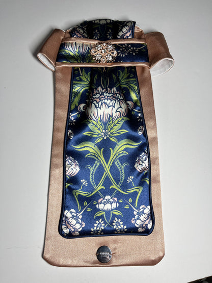Rose Gold and Navy Dahlia Traditional Euro Stock Tie