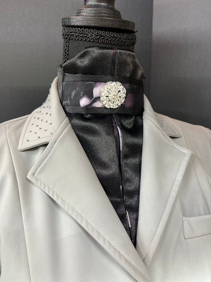 Black Lavender Euro Pleat Dressage Stock Tie