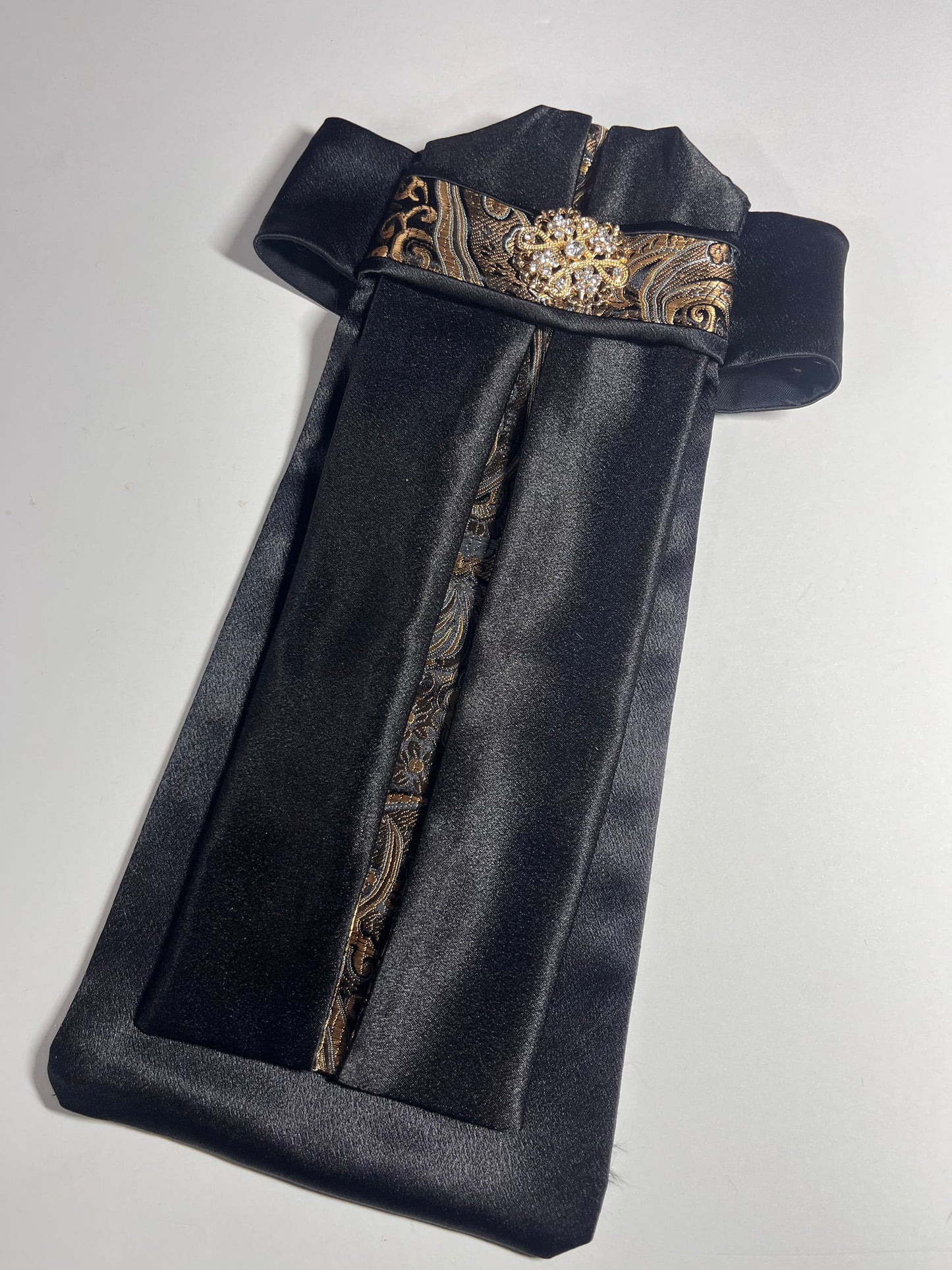 Black Silk Euro Pleat Dressage Stock Tie