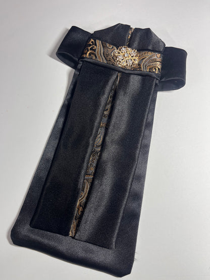 Black Silk Euro Pleat Dressage Stock Tie