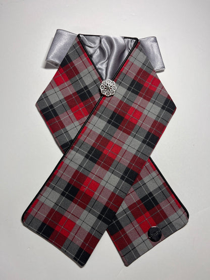 The Plaid Gray Dressage Stock Tie Silver Accent