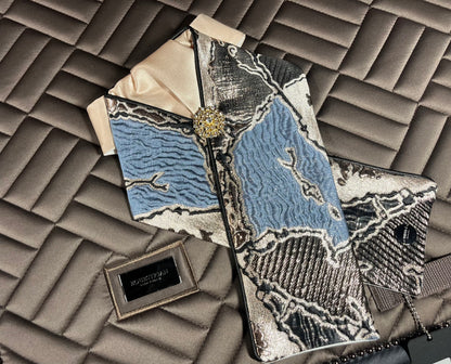 Equestrian Stockholm Modern Mocha and Abstract Blue Bundle