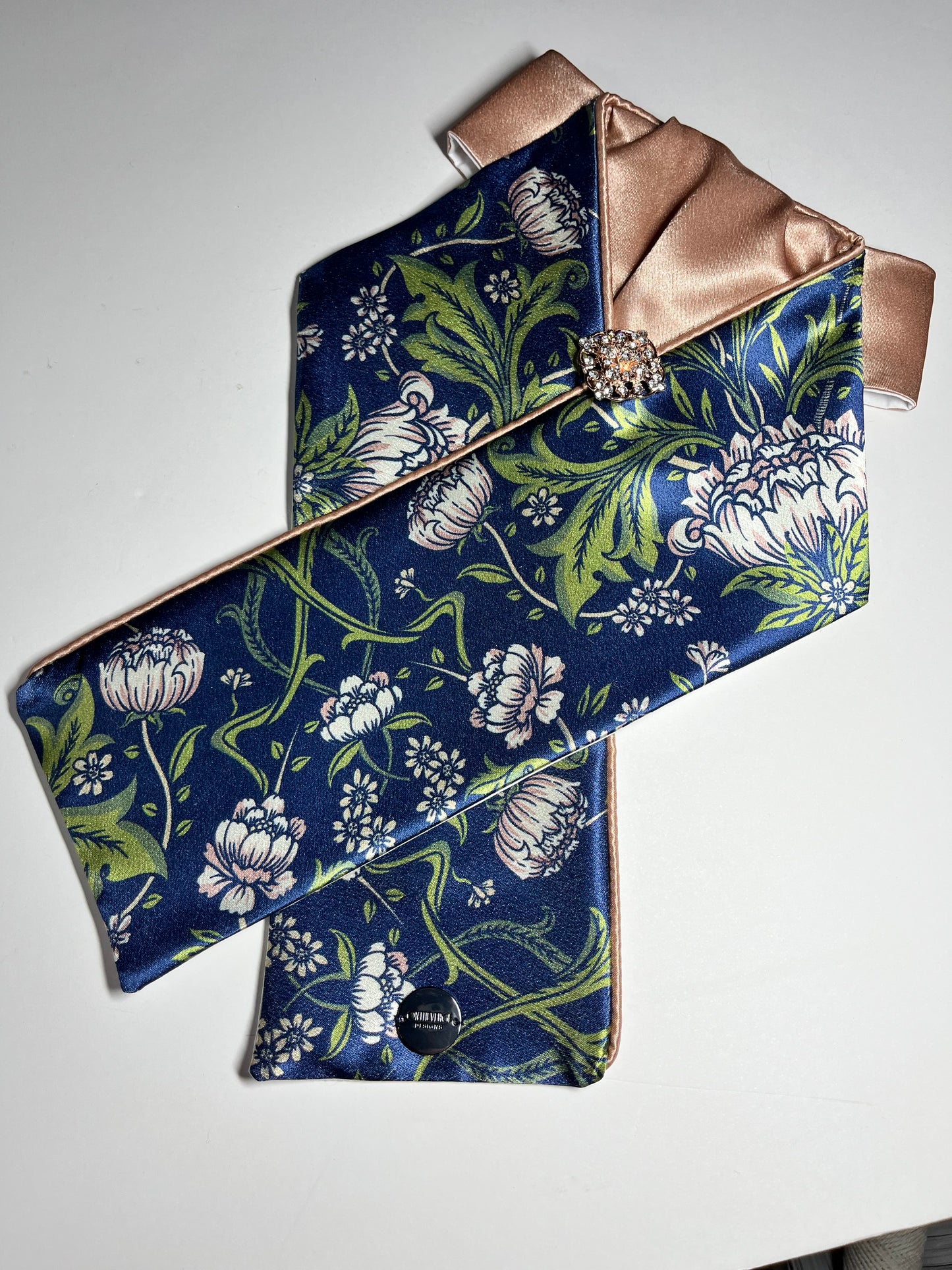 Rose Gold and Navy Dahlia Dressage Stock Tie