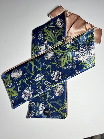 Rose Gold and Navy Dahlia Dressage Stock Tie