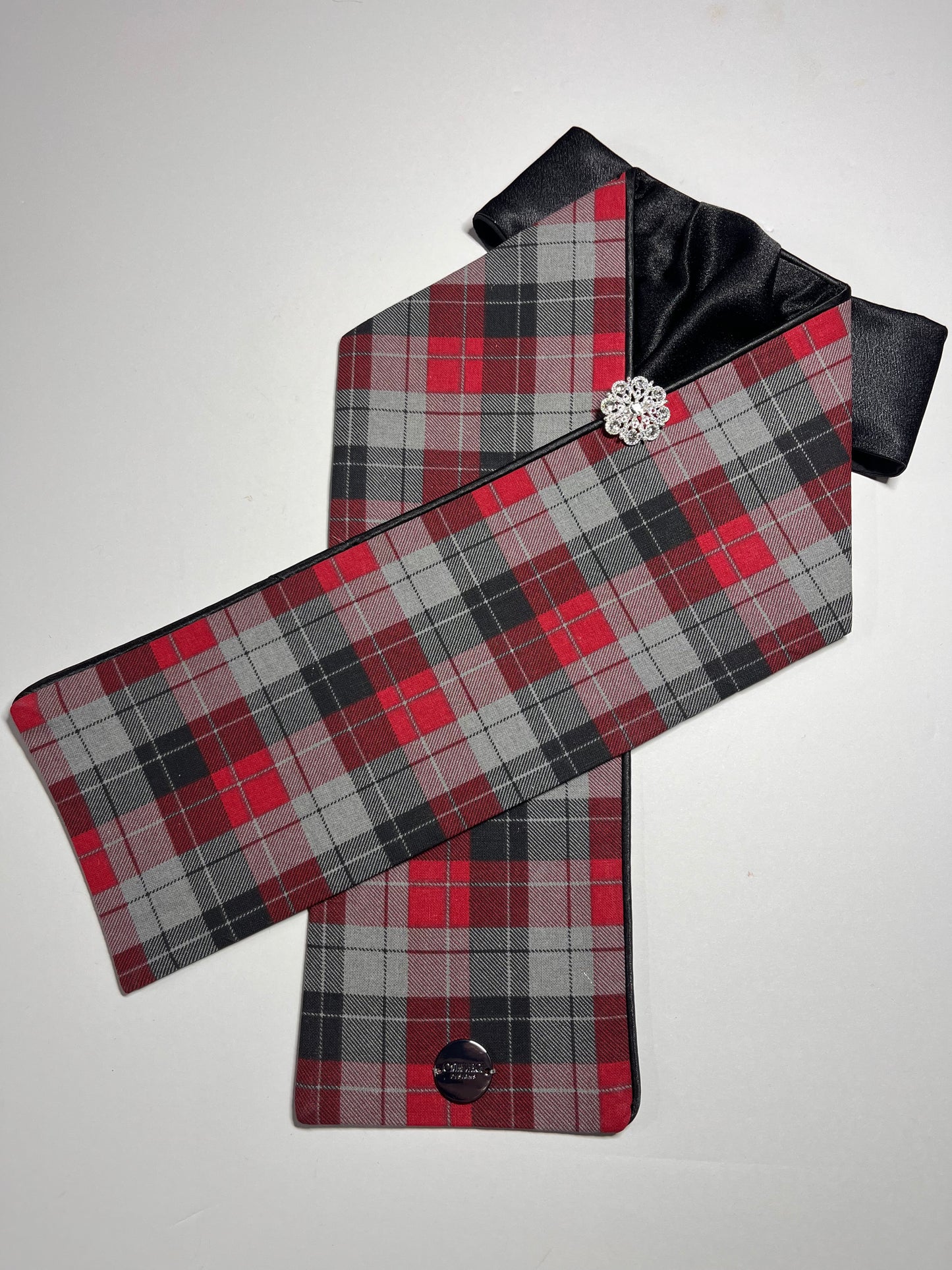 The Plaid Dressage Stock Tie Black Accent.