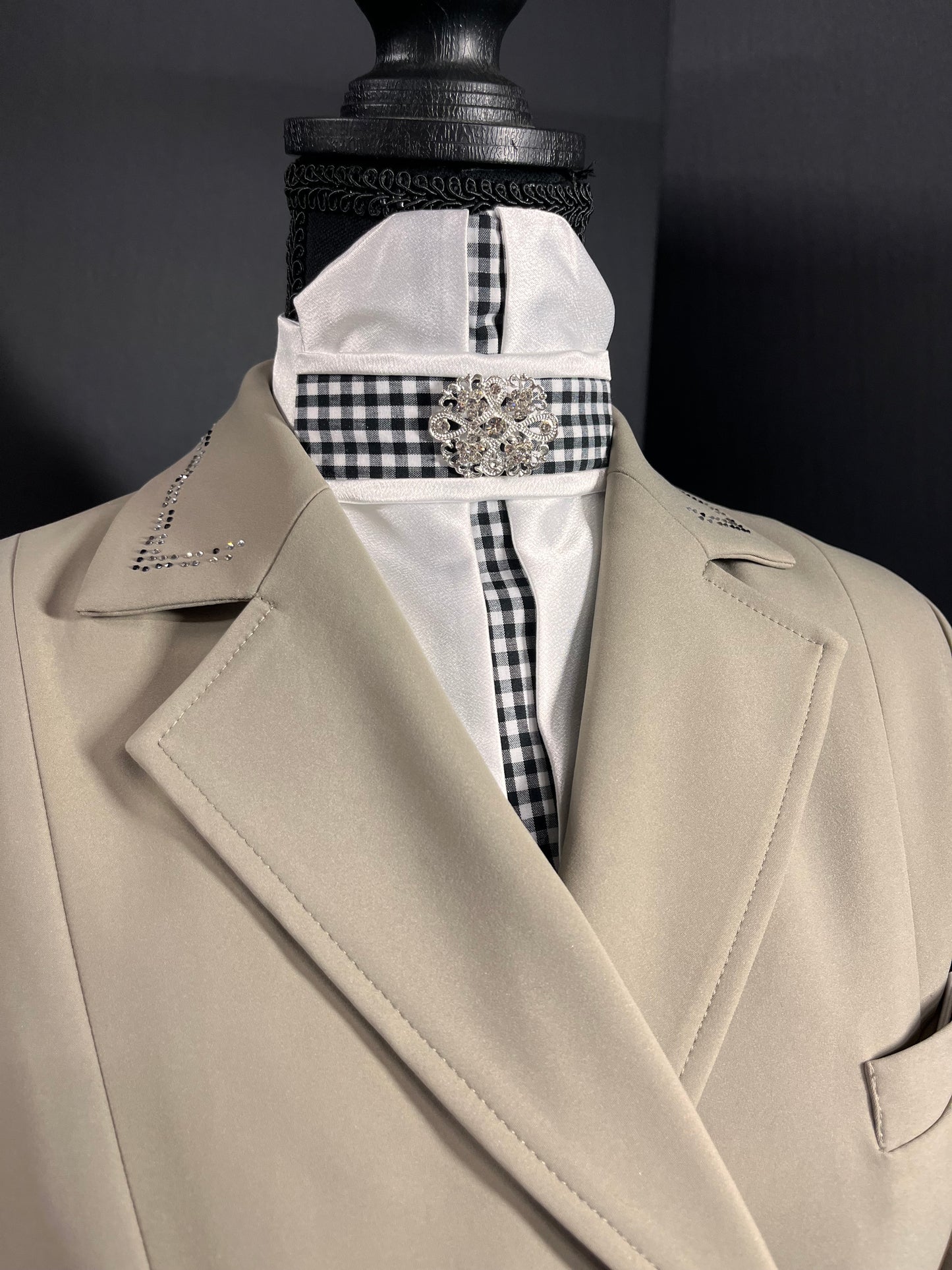 Gingham Euro Pleat Dressage Stock Tie