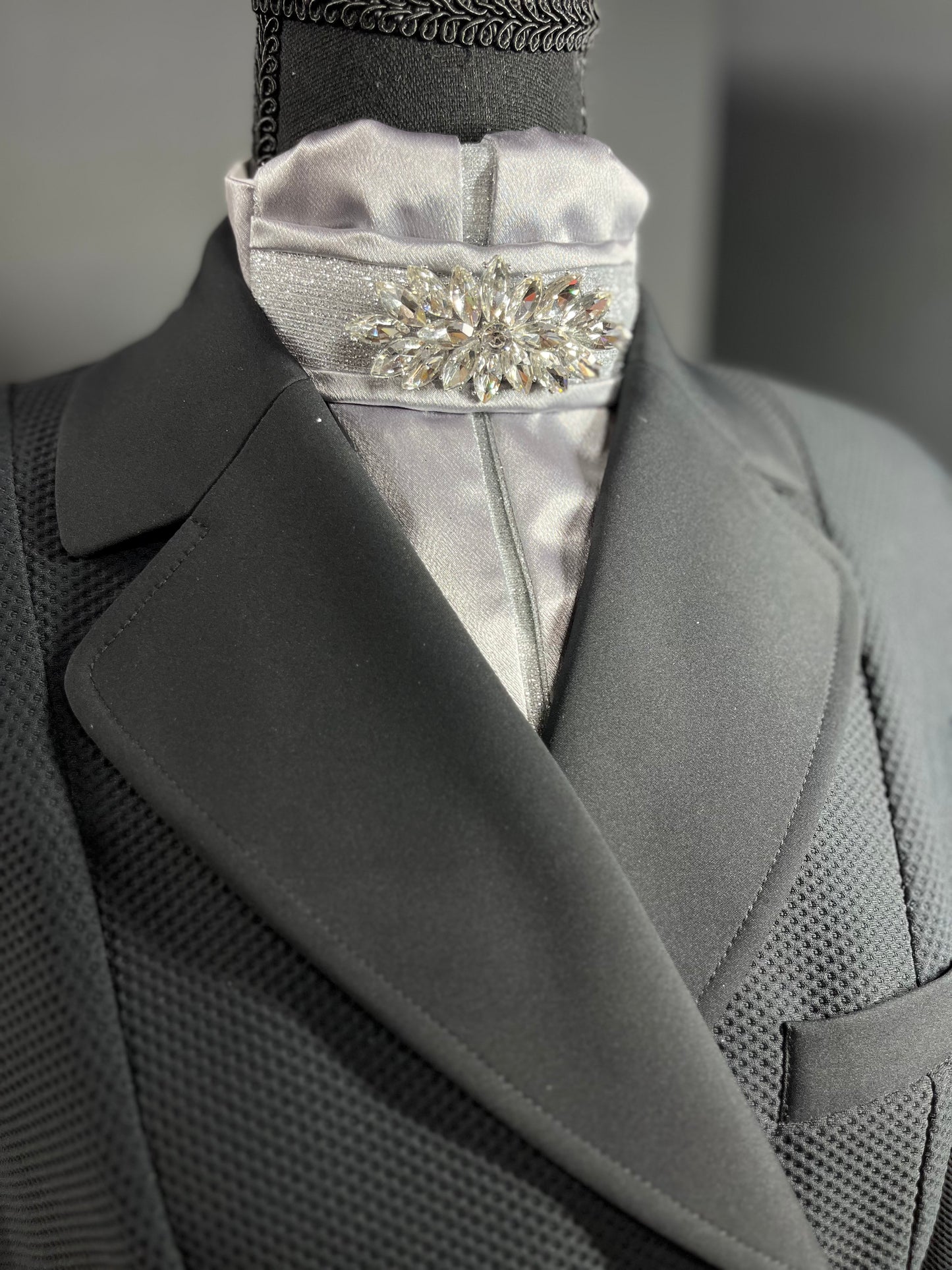 Silver Star Dust Dressage Stock Tie Euro Pleat