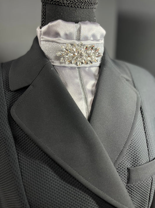 Silver Star Dust Dressage Stock Tie Euro Pleat