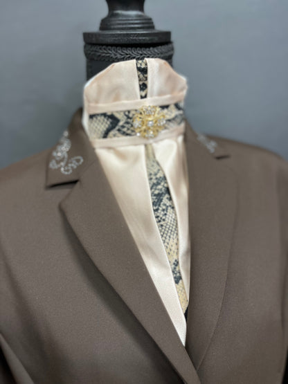 Snakeskin Euro Pleat Dressage Stock Tie