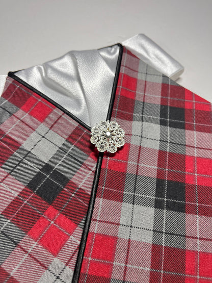 The Plaid Dressage Stock Tie White Accent