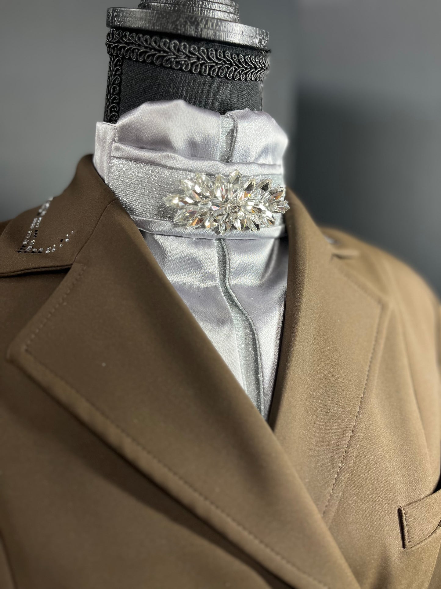 Silver Star Dust Dressage Stock Tie Euro Pleat