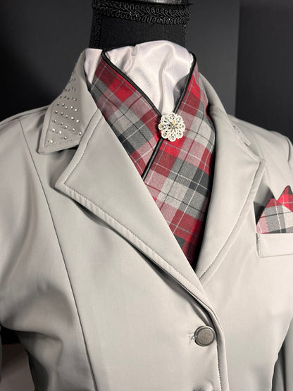 The Plaid Dressage Stock Tie White Accent